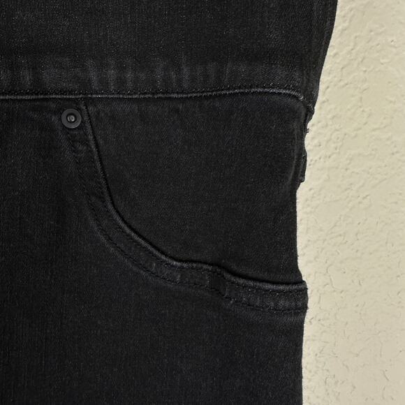 SPANX Black Distressed Skinny Jeans 1X High Rise Slimming Y2K Grunge Raw Hem - Picture 5 of 10